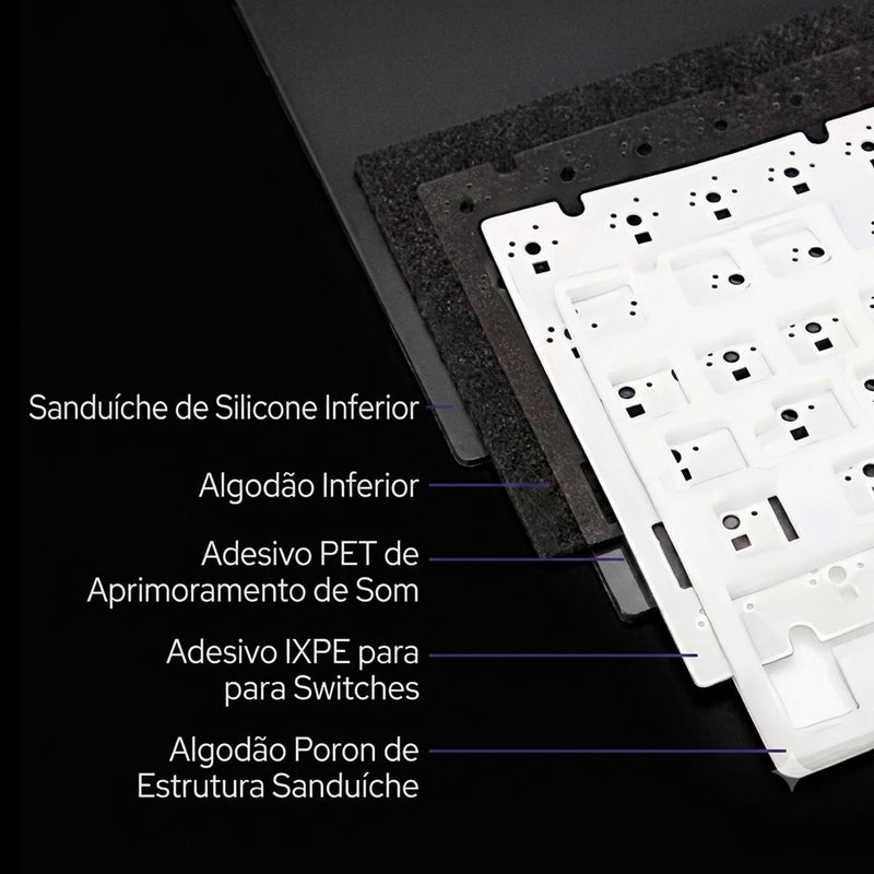 Teclado Gamer AJAZZ AK820 Pro Conexão Tri-Modo com RGB South-Facing