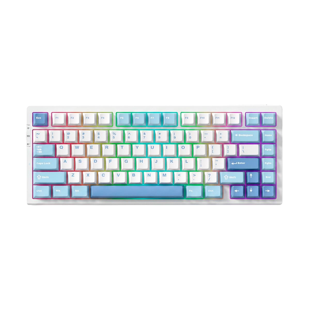 Teclado Mecânico MCHOSE G75 Pro Branco e Azul 75% Triple Mode RGB