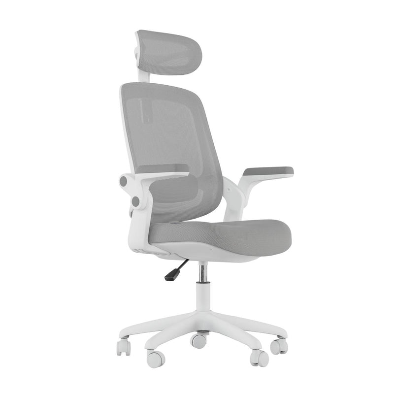 Cadeira Ergonômica Elements Astra Cinza e Branca Premium para Home Office Moderno - ELEM-70040