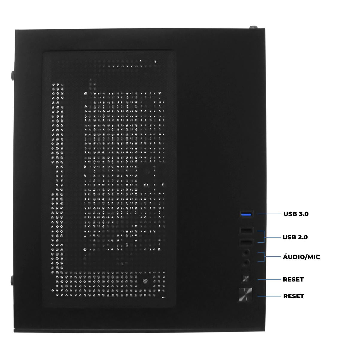 Gabinete Gamer Aitek Compacto Micro-ATX Mini Tower Design Moderno com Lateral Transparente e USB 3.0 - AGP-M33160P