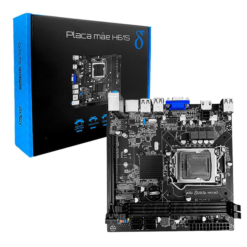Placa-Mãe H61 DDR3 Aitek Micro ATX LGA1155 com HDMI, VGA e Slot M.2 - DELTA-H61M2