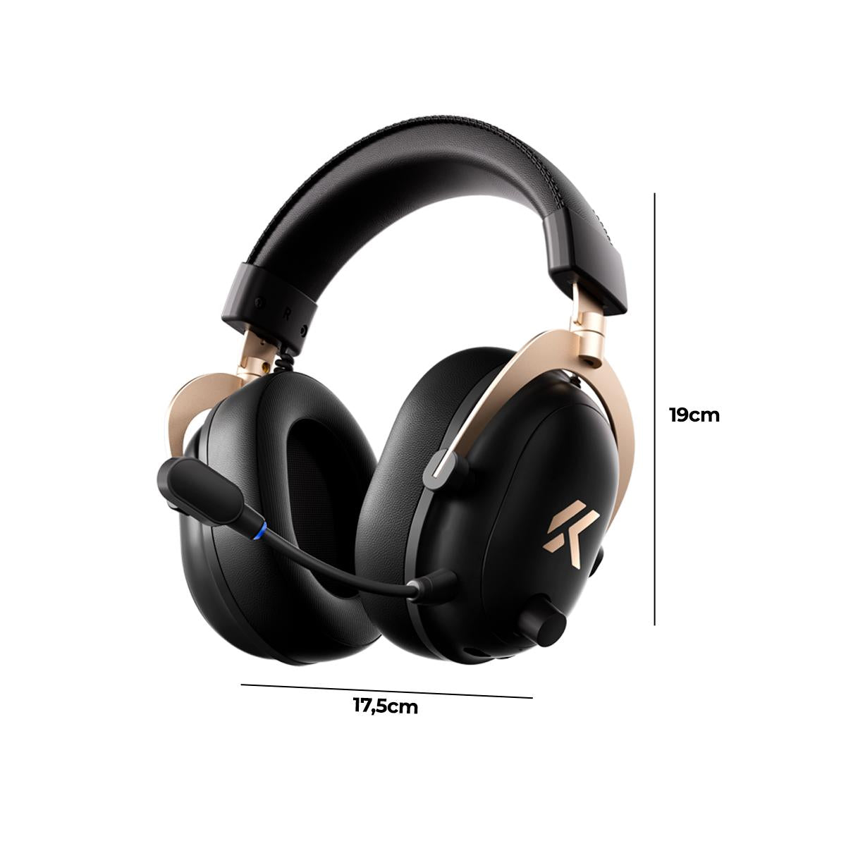 Headset Gamer MCHOSE V9 Turbo Preto Gold 200h Bateria Base Magnética RGB Wireless