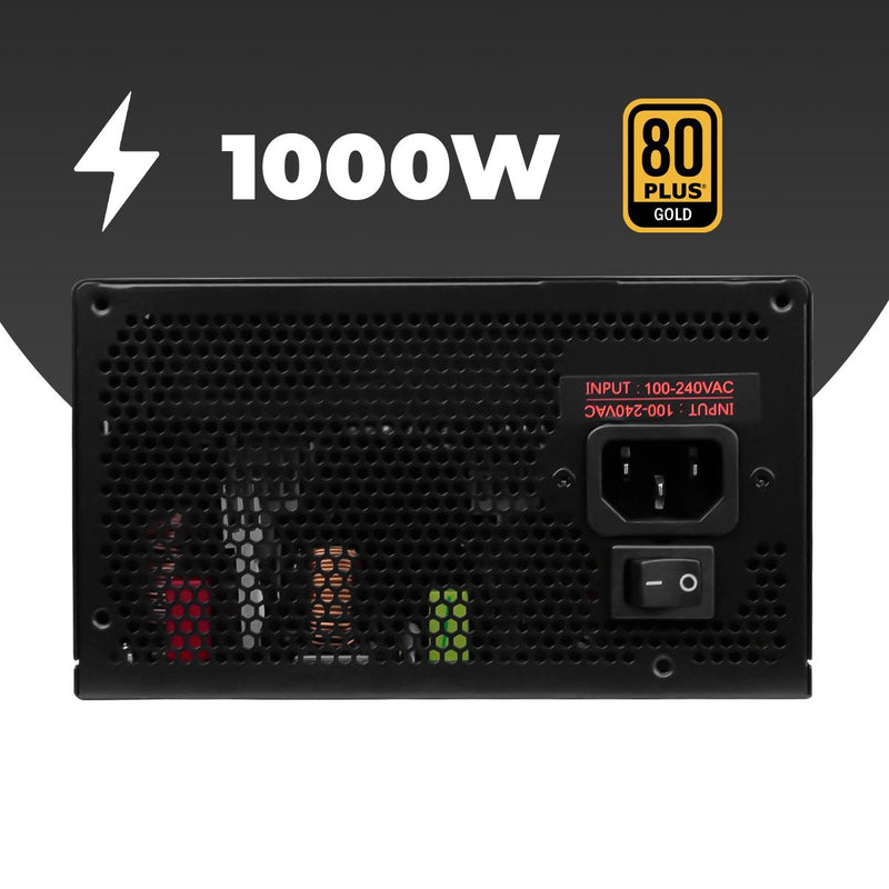 Fonte de Alimentação Gamer 1000W 80 Plus Gold Modular PFC Ativo Bivolt Revenger Power Supply Silenciosa - FO-MAX10