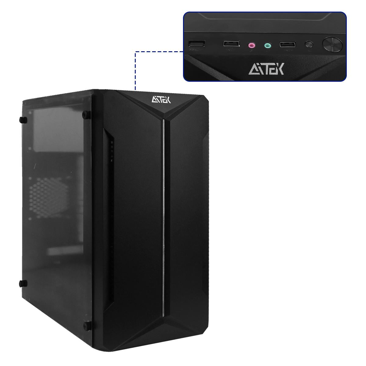 Gabinete Gamer e Office Aitek Slim M-ATX/ITX com Lateral em Acrílico USB 2.0 e Áudio HD - AGP-M27145