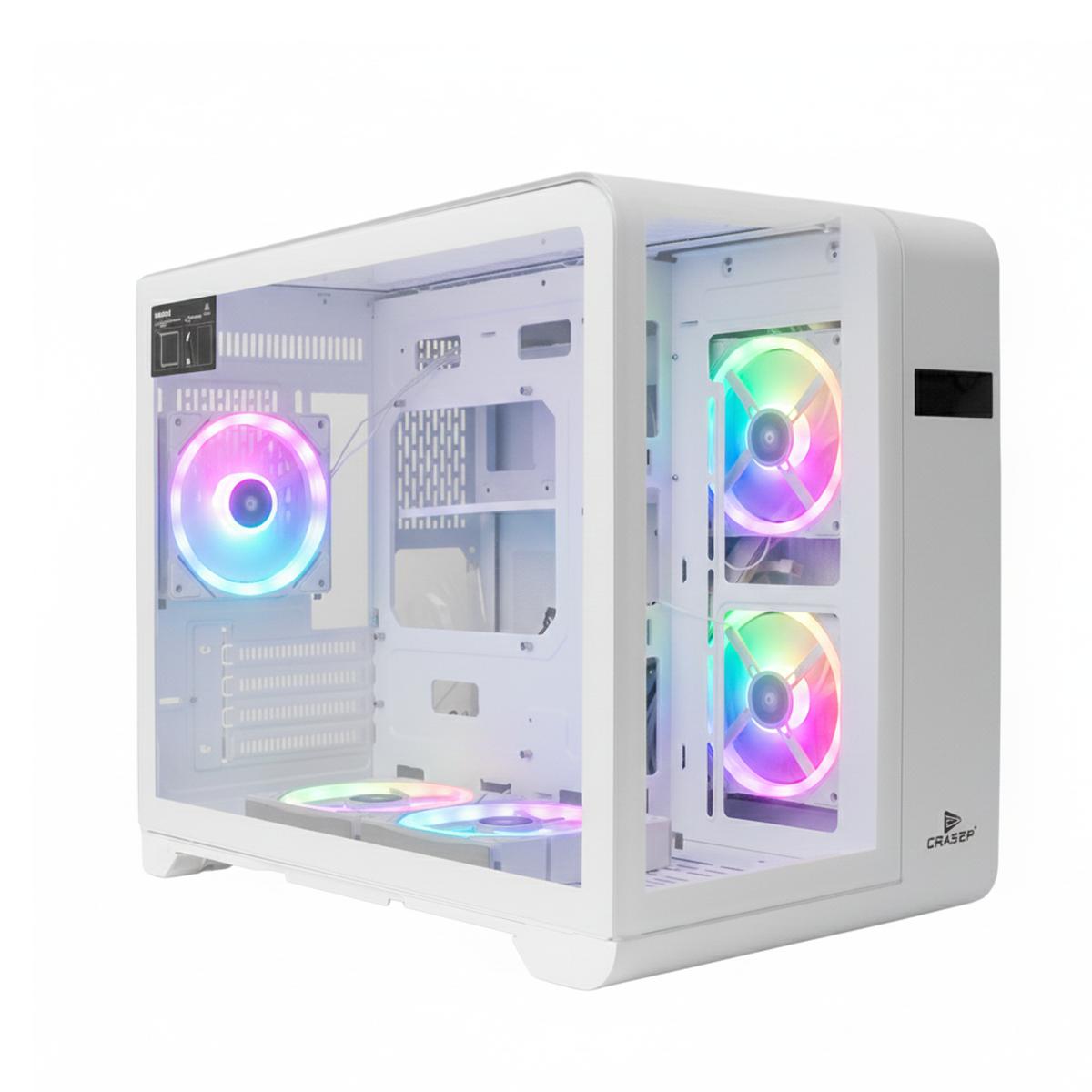 Gabinete Gamer Aquário Grasep Lateral Vidro Curvo 3 Fans USB 3.0 Type-C M-ATX - D-MATX04