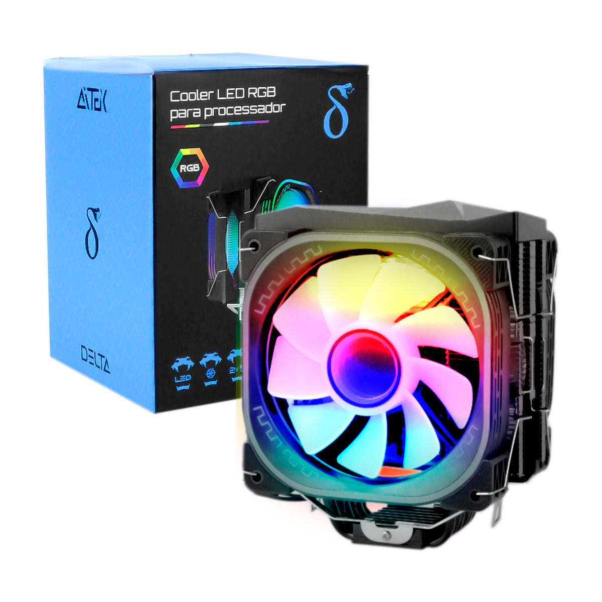 Cooler Fan Led RGB Aitek Resfriamento para Processador Ventoinha 12cm Silencioso - DELTA-C6220