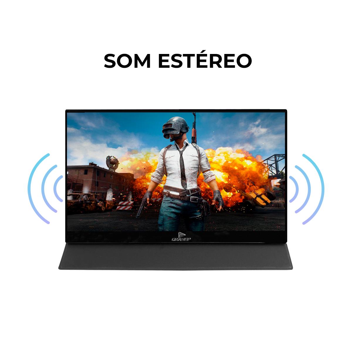 Monitor Portátil 15’’ Full HD Grasep IPS 60Hz USB-C/ Mini HDMI Ultraleve para Notebook e Celular - D-TELA1