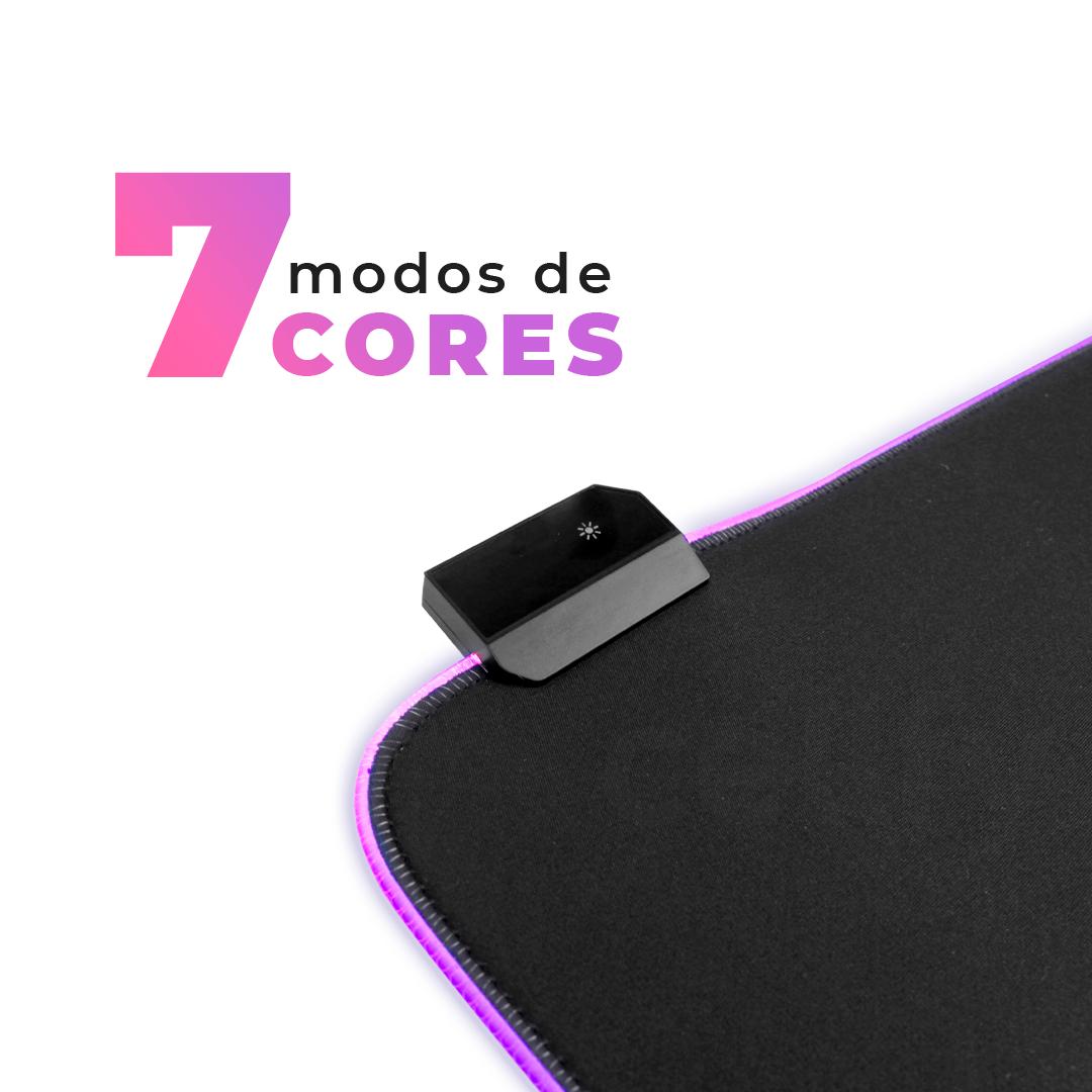 Mousepad Gamer LED RGB 90x40cm Aitek Iluminado 7 Cores Antiderrapante USB - DELTA-P9040