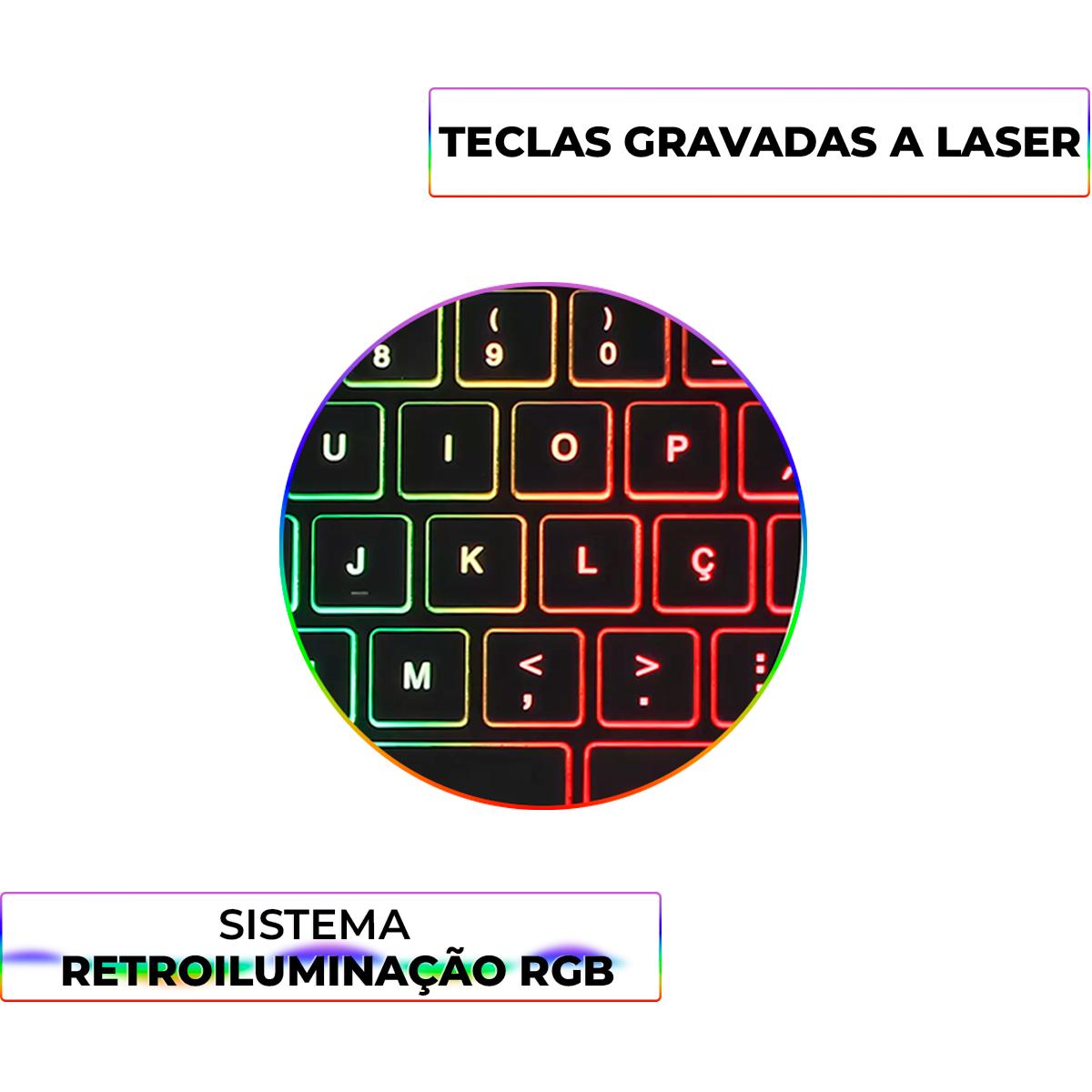 Teclado Gamer USB RGB Knup Silencioso Ergonômico - KP-2060