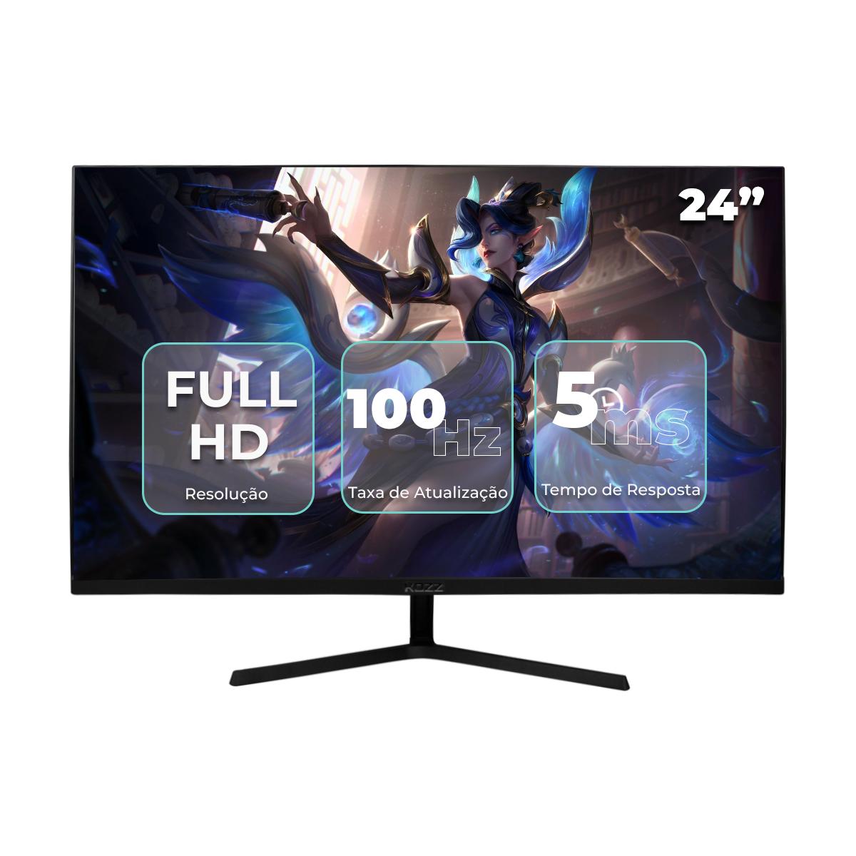 Monitor Gamer 24'' Full HD Kozz M2415 - LED Redução Luz Azul 100Hz 5ms - KZ-M2415