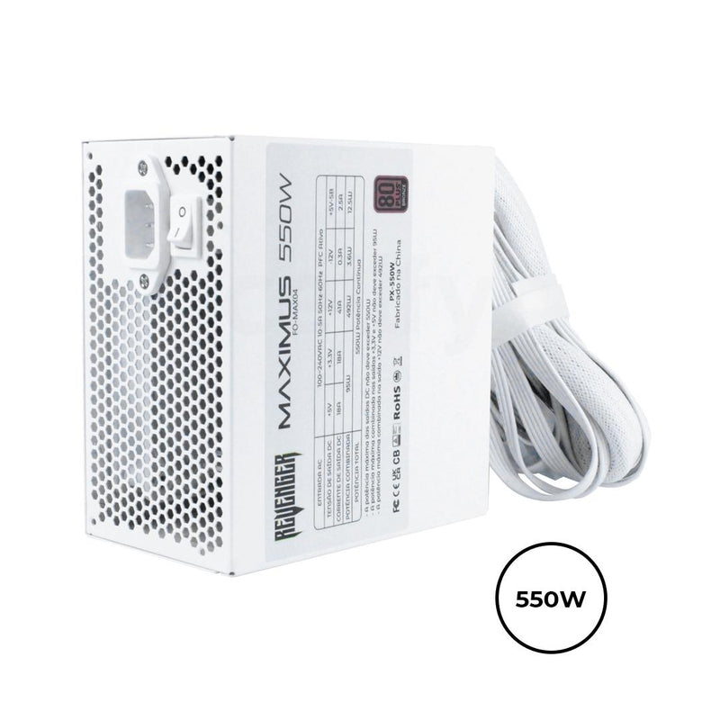 Fonte ATX Gamer Maximus 550W Revenger 80 Plus Bronze Bivolt PFC Ativo Ultra-Silenciosa Alta Qualidade - FO-MAX04