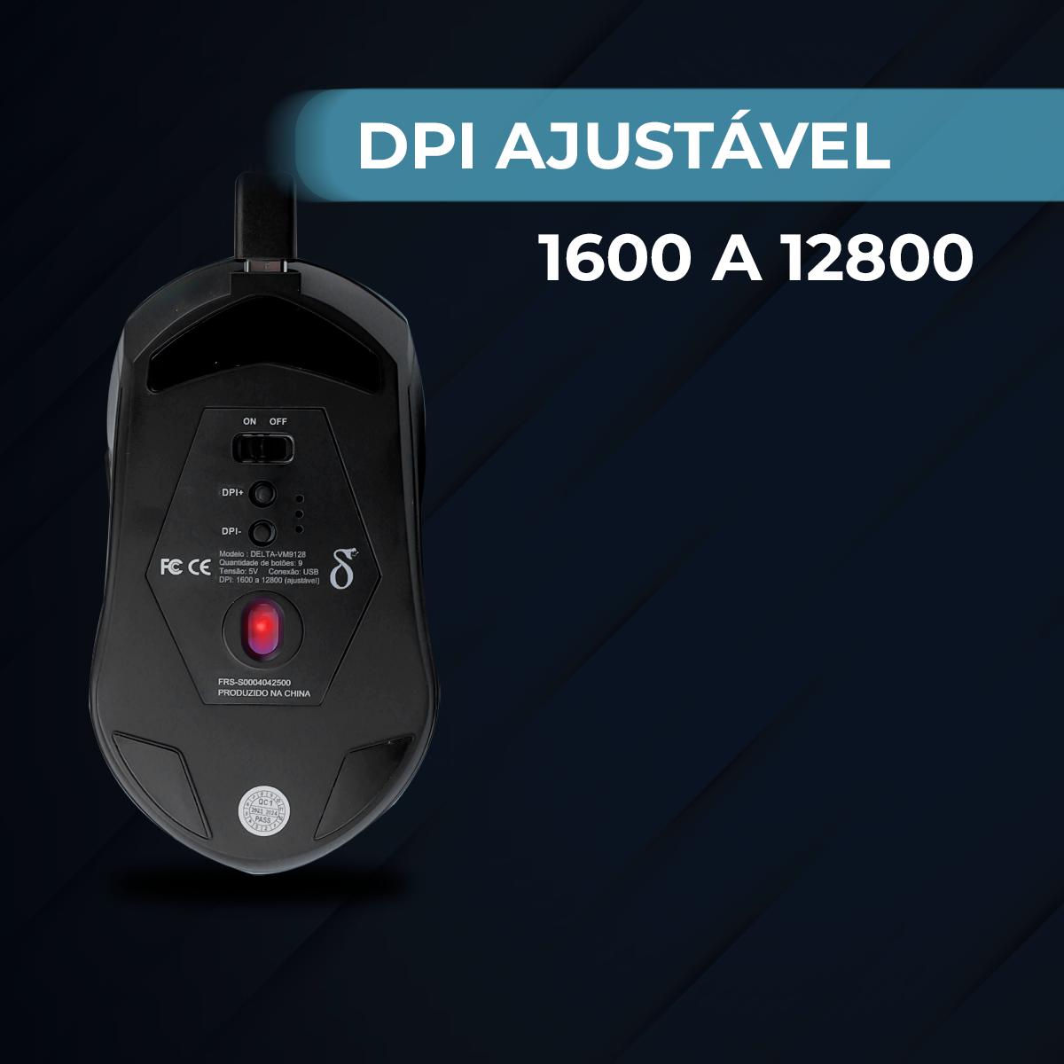 Mouse Gamer 9D Led RGB Aura Sync 12800 dpi 9 Botões com Fio