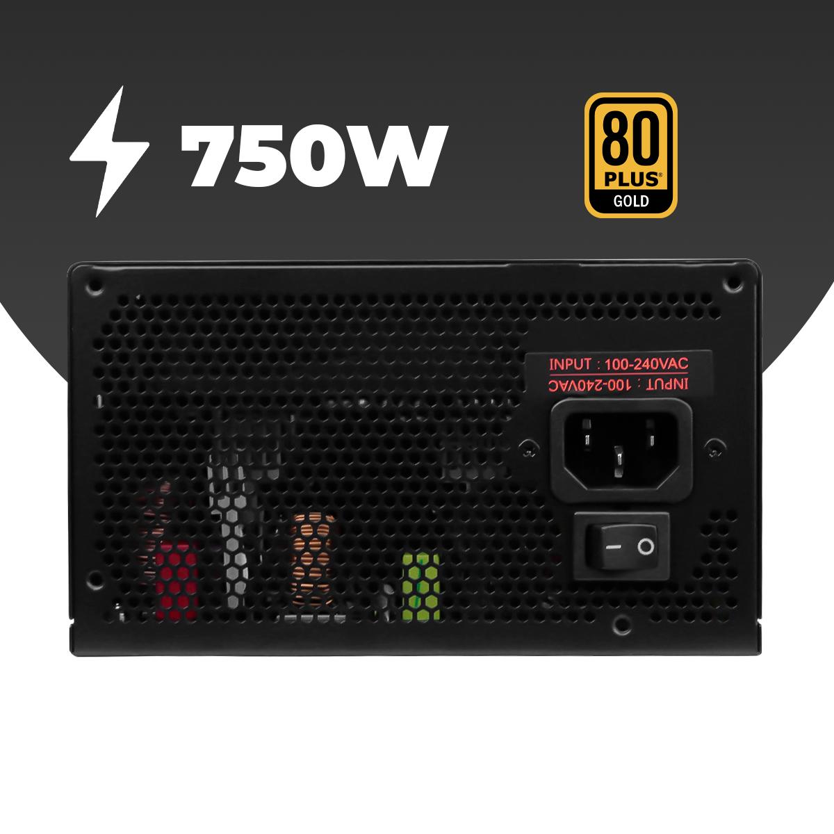 Fonte ATX Gamer Revenger 750W Modular 80 Plus Gold PFC Ativo Power Supply Revenger Silenciosa Alto Desempenho - FO-MAX08