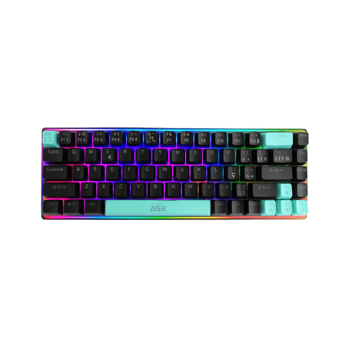 Teclado Mecânico Gamer Aitek 68 Teclas LED Com fio USB Silencioso Compacto - ATE-M0691