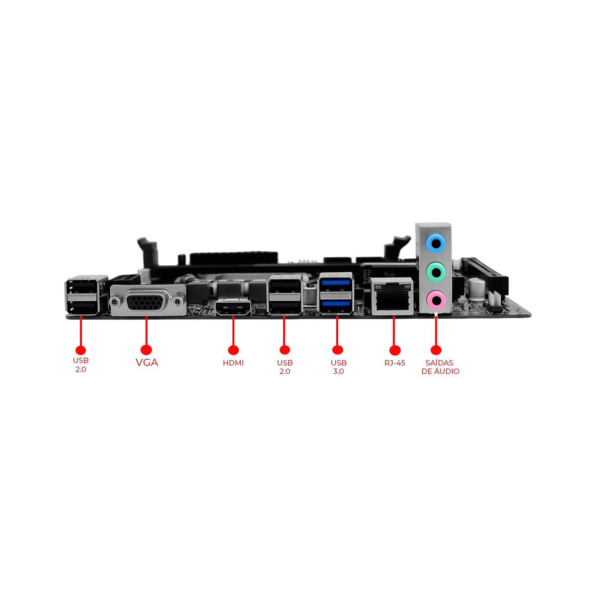 Placa Mãe Intel H81 LGA1150 DDR3 Kozz USB 3.2 SATA Para PC Desktop - H81DA
