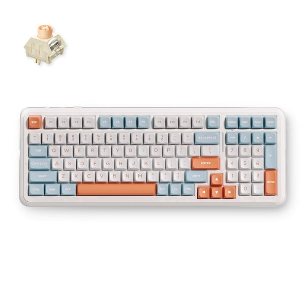 Teclado Gamer Sem Fio MCHOSE K99 V Tri-Modo Laranja 8K Polling SOCD RGB 360°