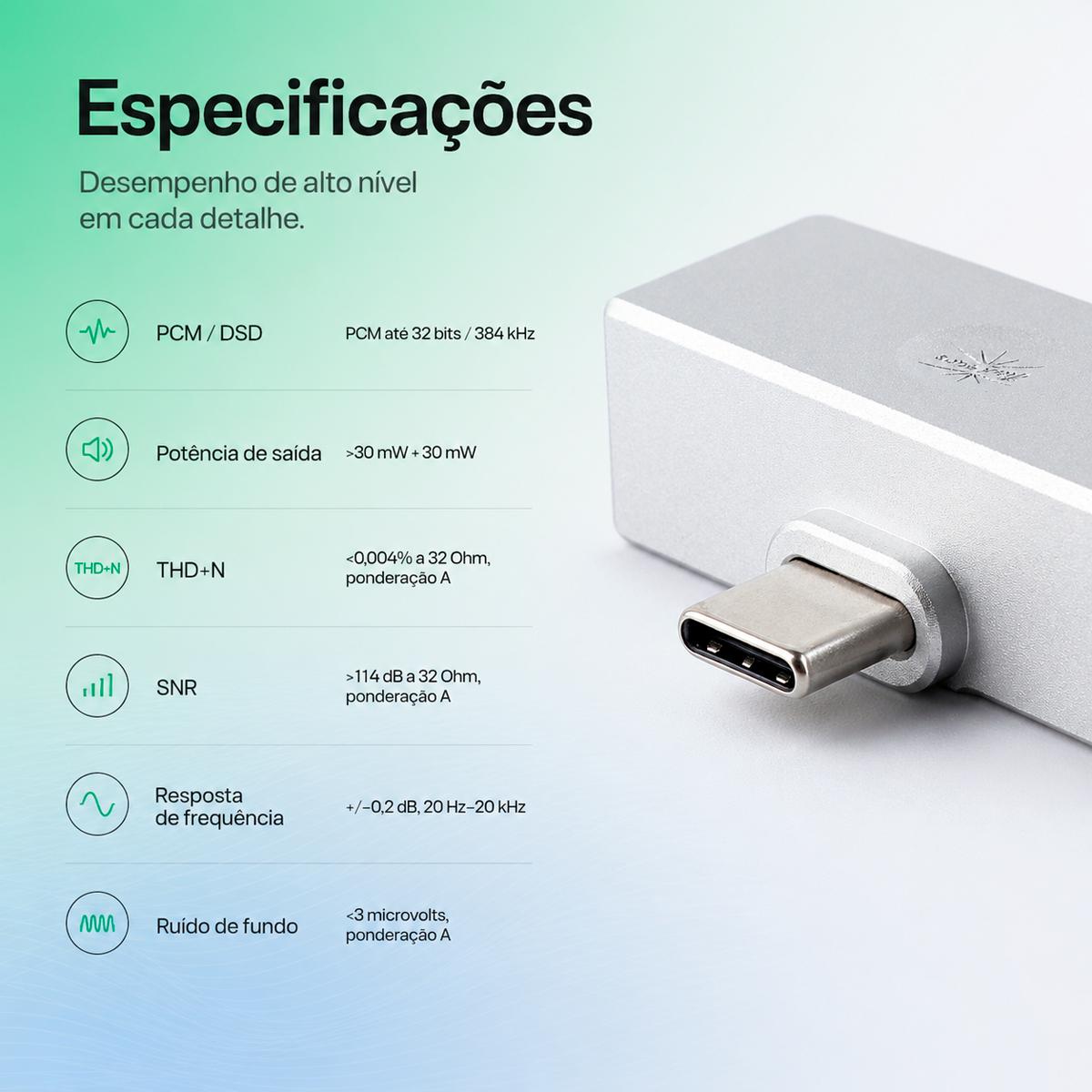 Kiwi Allegro Mini – Dongle DAC USB-C com Saída P2 e 4.4mm Balanceada Hi-Res