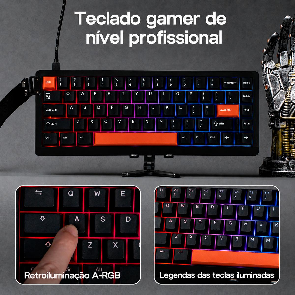 Teclado Gamer EPOMAKER HE68 Lite Magnético Hall Rgb 65% 8Khz