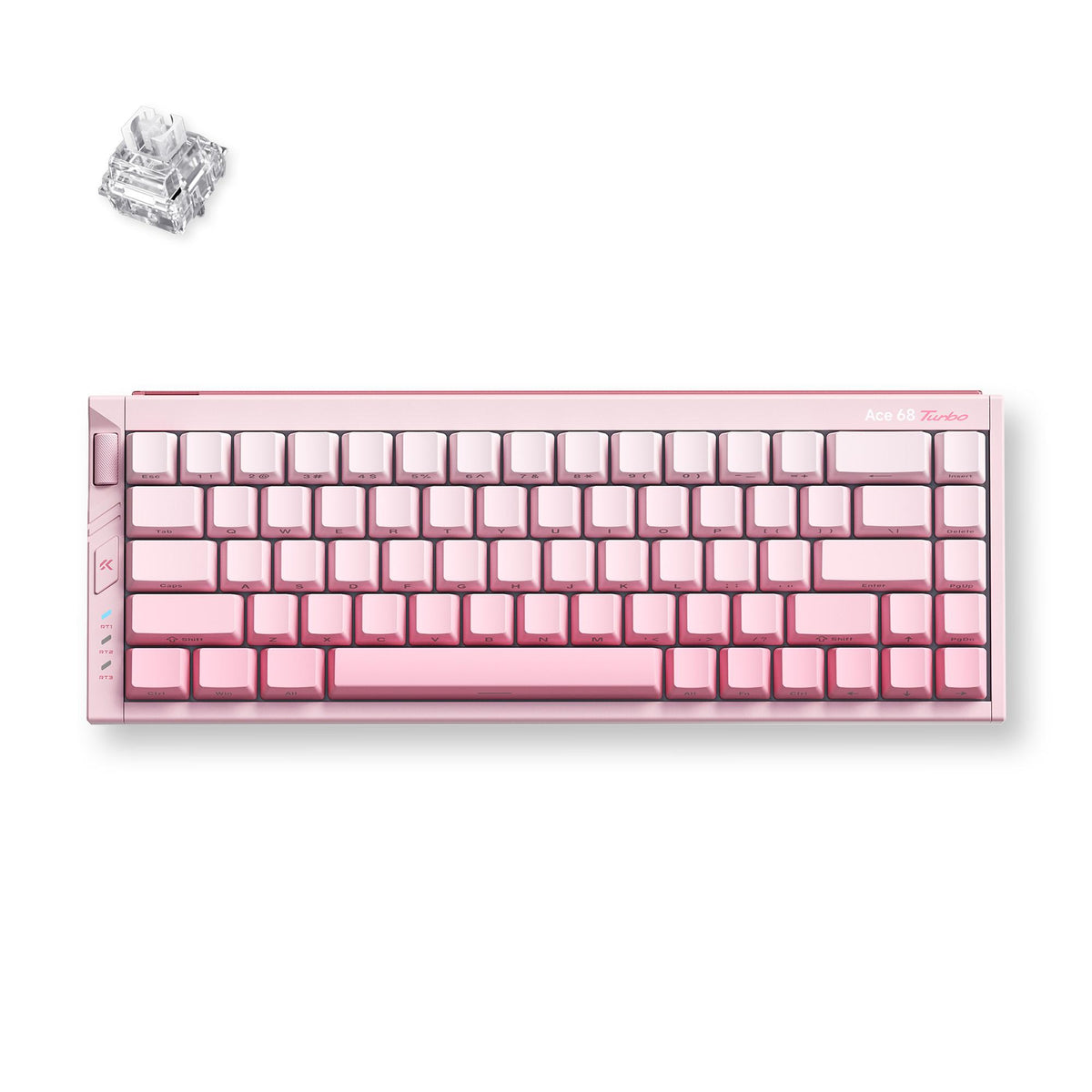 Teclado Gamer MCHOSE Ace 68 Turbo Rosa Light Hall Effect 65% Light Bar Dinâmico