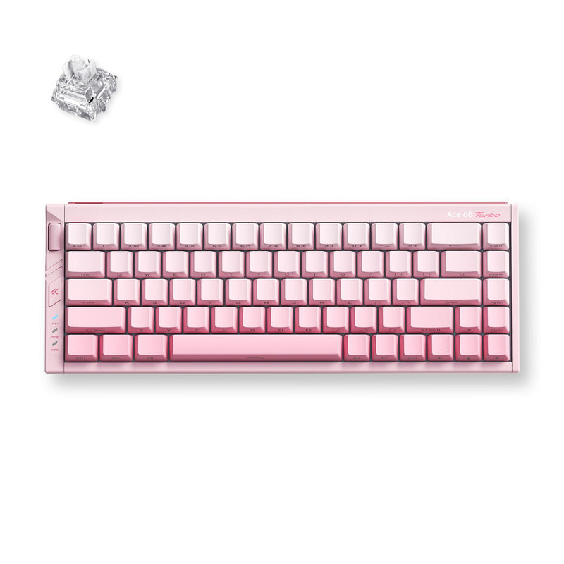 Teclado Gamer MCHOSE Ace 68 Turbo Rosa Light Hall Effect 65% Light Bar Dinâmico