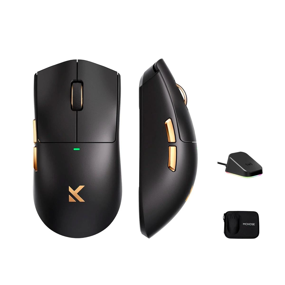 Mouse Gamer MCHOSE K7 Ultra Preto 59g Sensor PAW3950 Dock Magnética