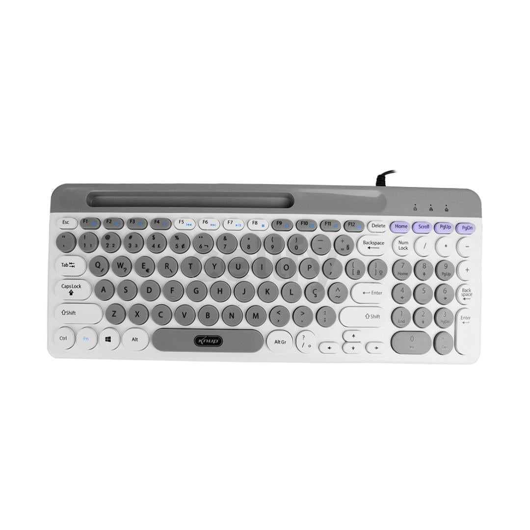 Teclado Multimídia USB ABNT2 Knup Teclas Redondas Silencioso Antiderrapante - KP-TE126