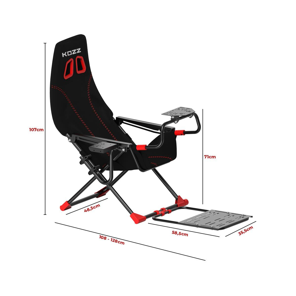 Cockpit Gamer Dobrável Kozz com Assento Ergonômico Estrutura Metálica Reforçada para Simulador Racing - KZ-CP01