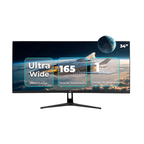Monitor Ultrawide 34’’ WQHD Grasep Alta Produtividade Imersão Gamer - D-GR340