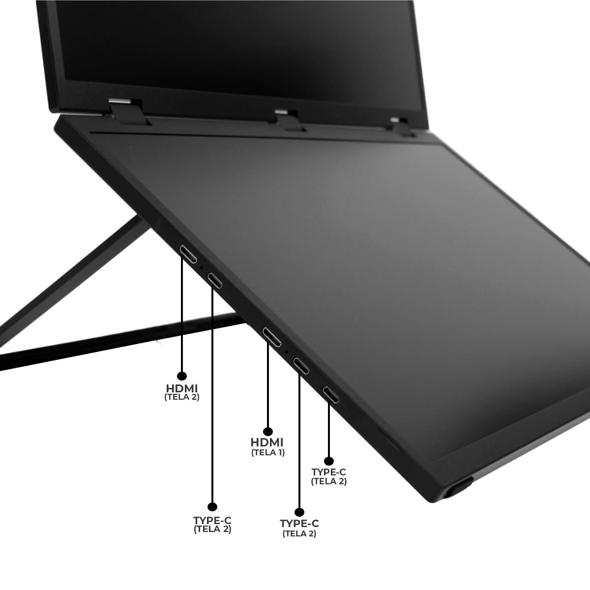 Monitor Duplo Portátil Grasep 18,5’’ FHD 100Hz com Rotação 360° e Conexões USB-C Mini HDMI - D-TELA09