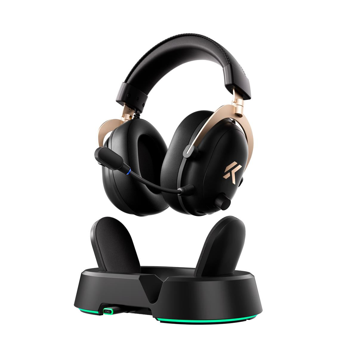 Headset Gamer MCHOSE V9 Turbo Preto Gold 200h Bateria Base Magnética RGB Wireless