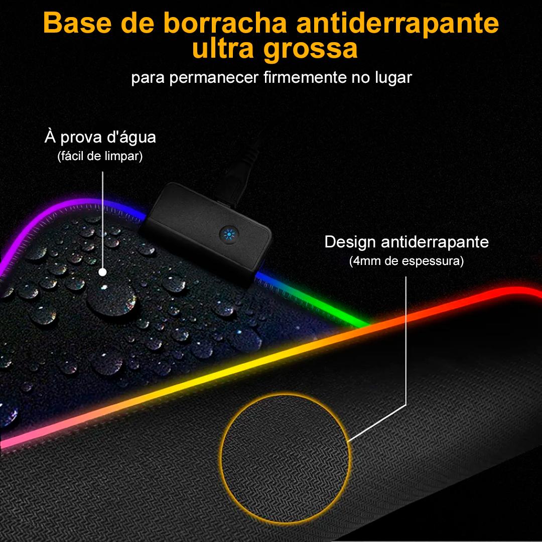 Mousepad Gamer LED RGB Aitek 80x30cm Antiderrapante USB Plug & Play - DELTA-P8030