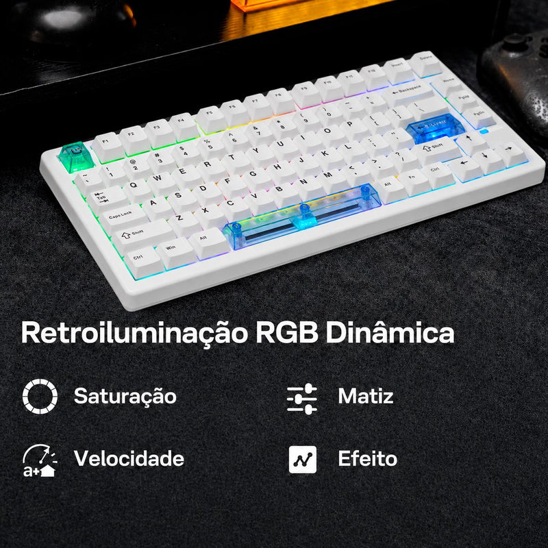 Teclado Magnético 75% EPOMAKER HE80 Hall Effect 8000Hz RGB USB-C
