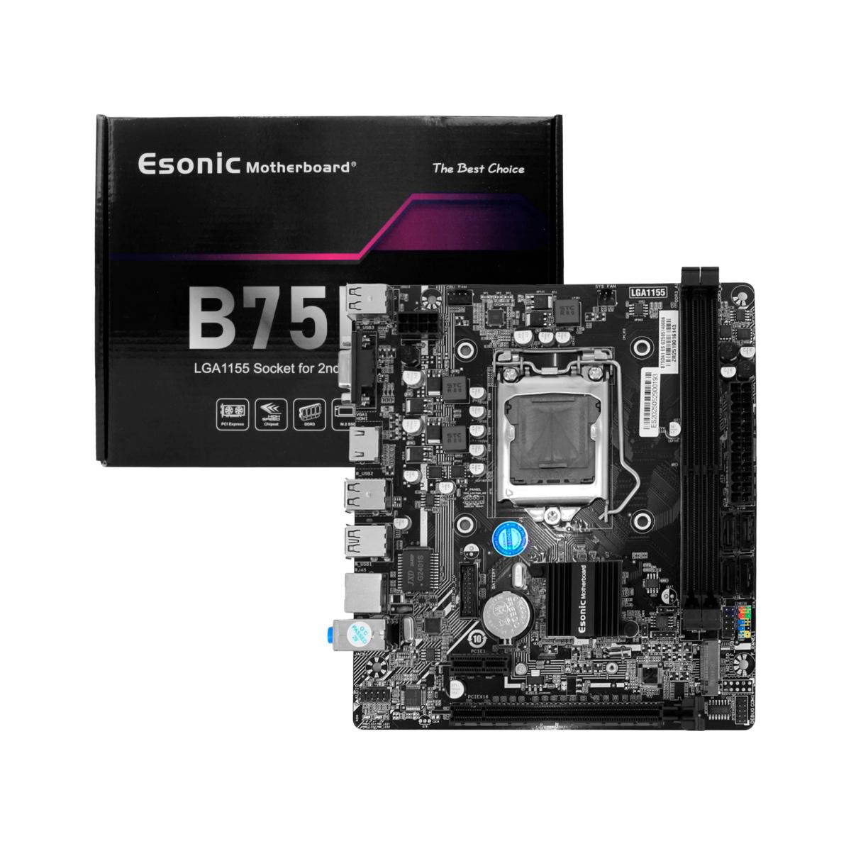 Placa Mãe Intel B75 LGA1155 DDR3 Kozz 2xSlots LAN USB 2.0 para PC Desktop - B75DA1