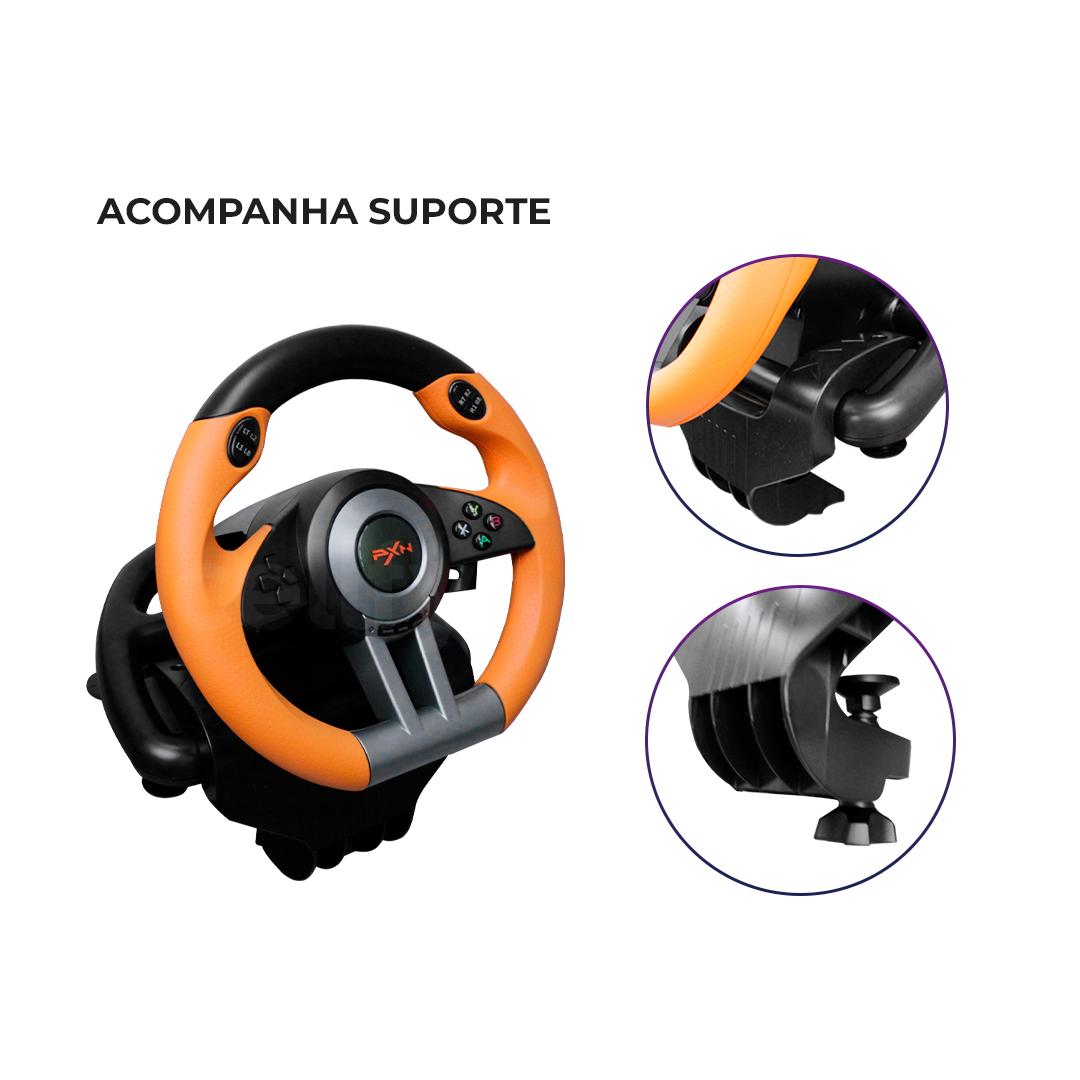 Kit Simulador de Corrida PXN V3PRO Volante Com Paddle Shift + Pedais Analógicos Freio e Acelerador