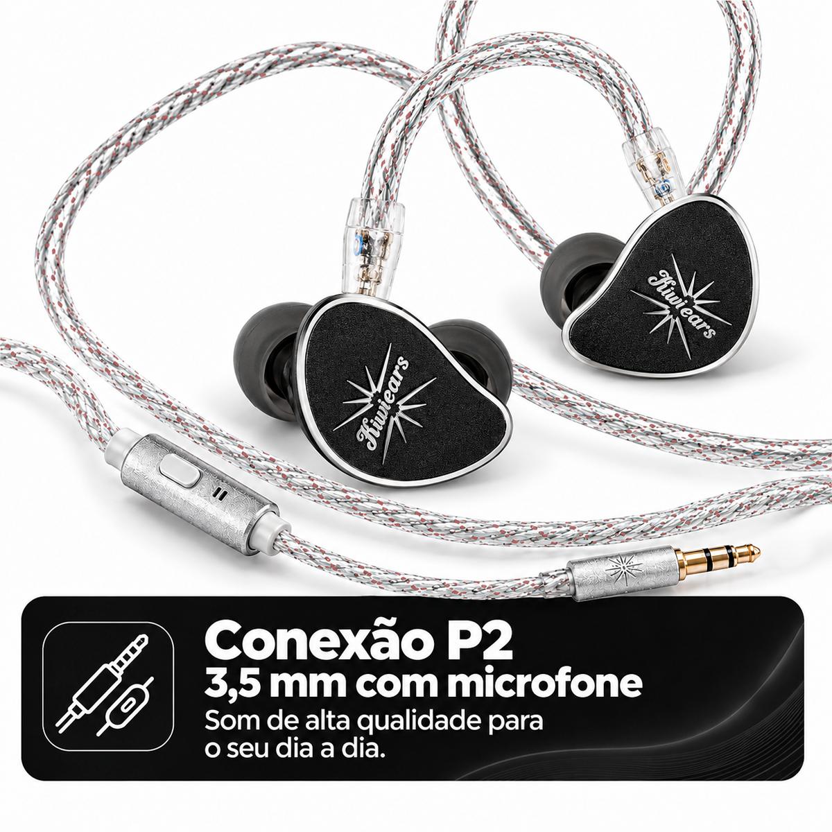 Fone Kiwi Belle Com Microfone P2 3.5mm Som Hi-Fi para Jogos, Música e Chamadas