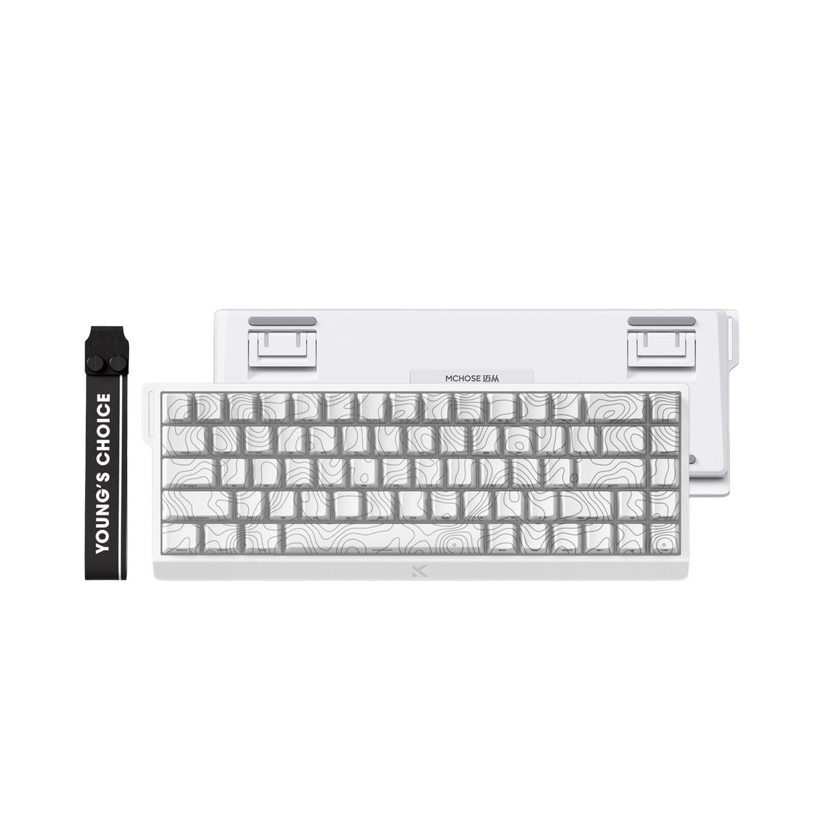 Teclado Gamer MCHOSE Ace 68 Branco Topographic Hall Effect 65% Switch TTC Dragon Iluminação RGB