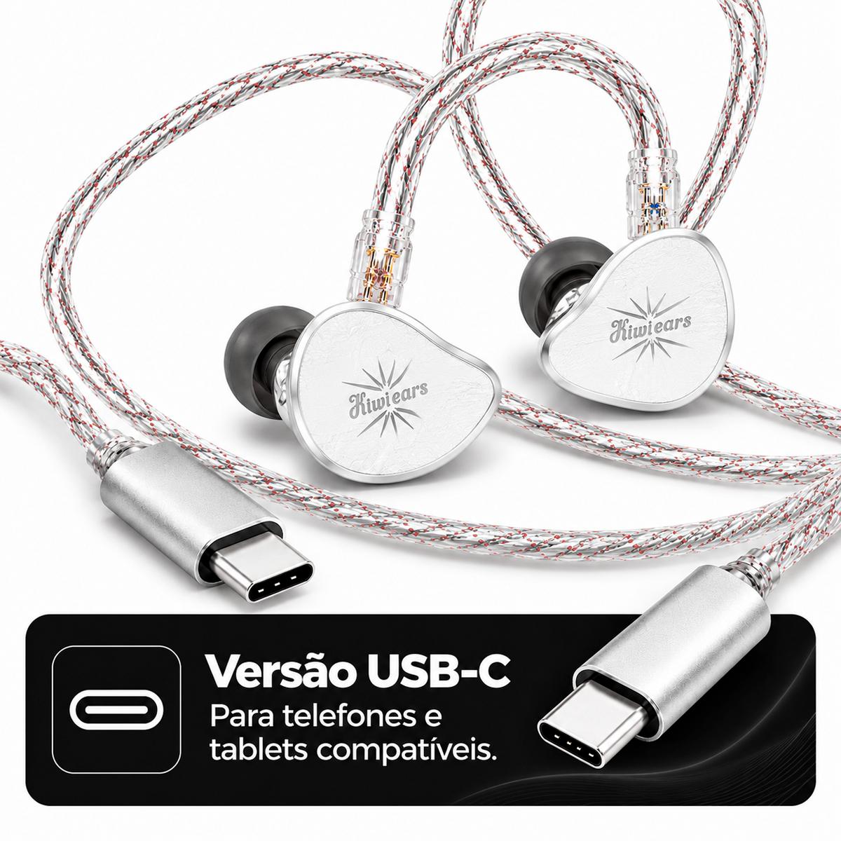 Fone Kiwi Belle Com Microfone USB-C Som Hi-Fi Equalizável para Jogos e Chamadas