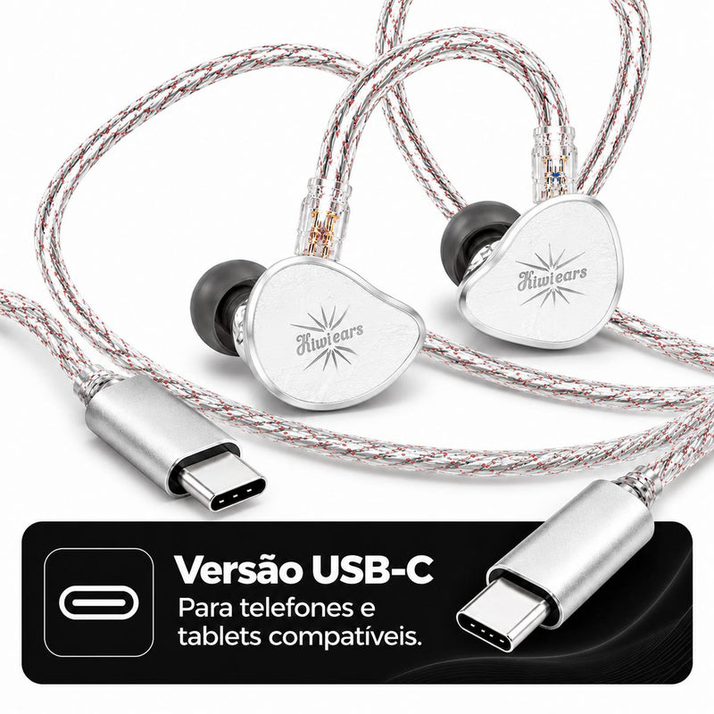 Fone Kiwi Belle Com Microfone USB-C Som Hi-Fi Equalizável para Jogos e Chamadas