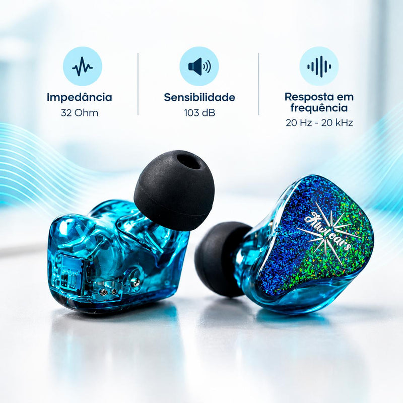 Fone In Ear Kiwi Forteza Azul com Graves Profundos e Agudos Nítidos