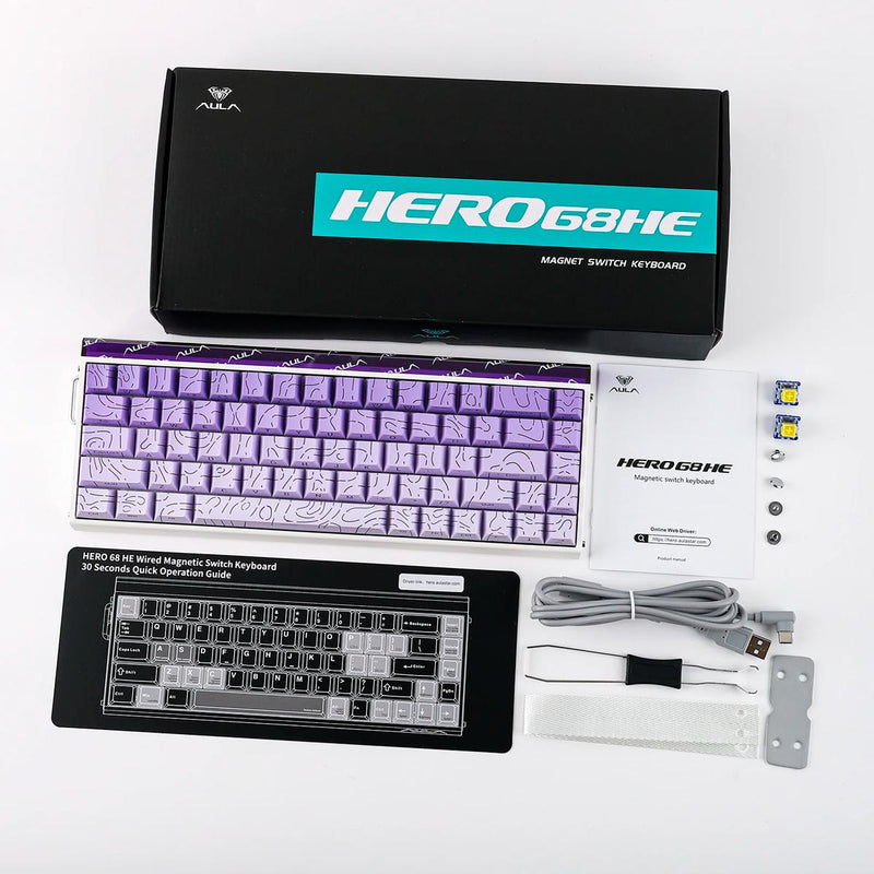 Teclado Gamer AULA Hero68 HE Hall Effect Premium Anti-Ghosting Total RGB Customizável