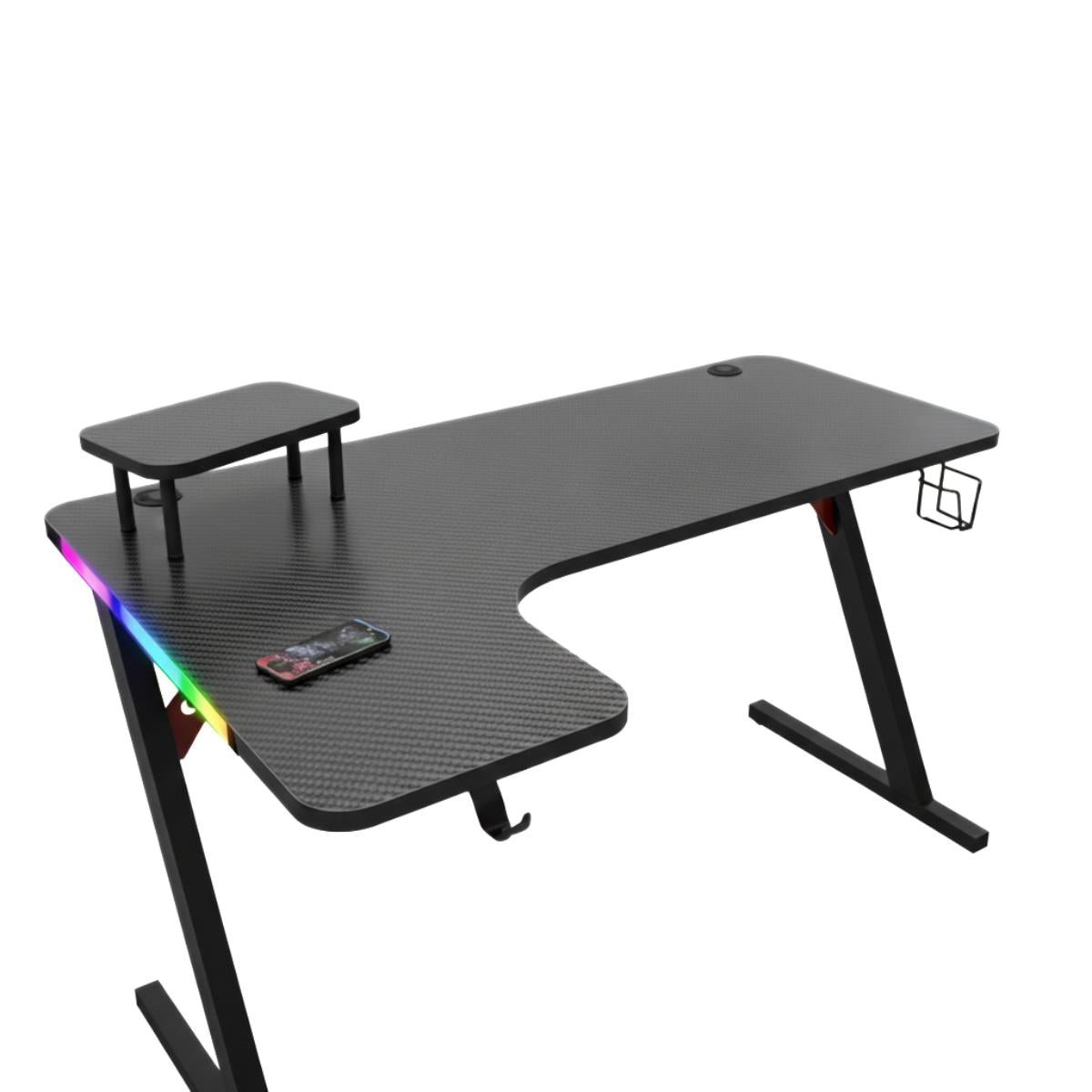 Mesa Gamer em L Aitek Espaçosa Reforçada e com Suporte para Fone Porta-Copo - DELTA-M1601H