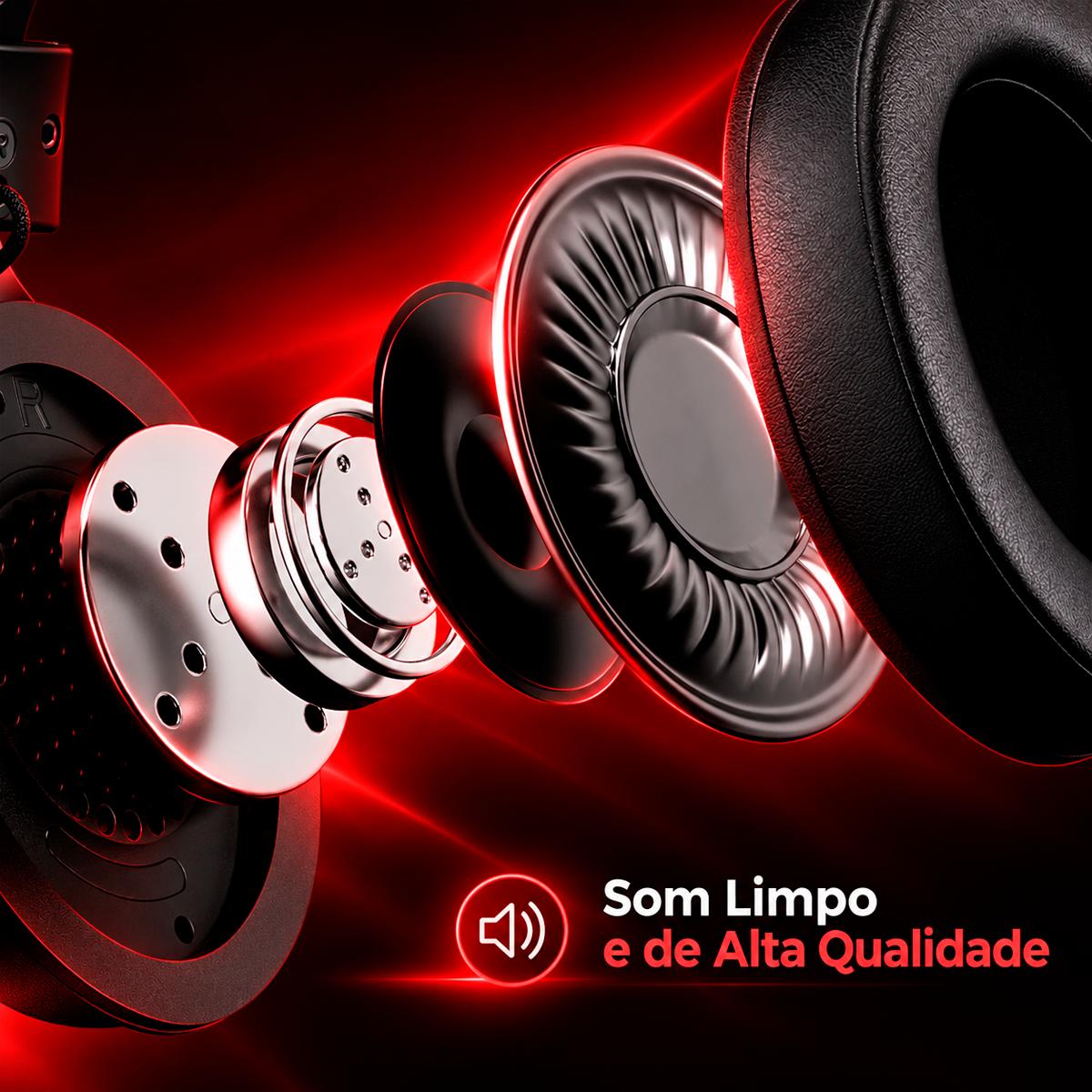 Headset Gamer Sem Fio MCHOSE V9 Pro 7.1 com Drivers de 53mm e 250 Horas de Bateria