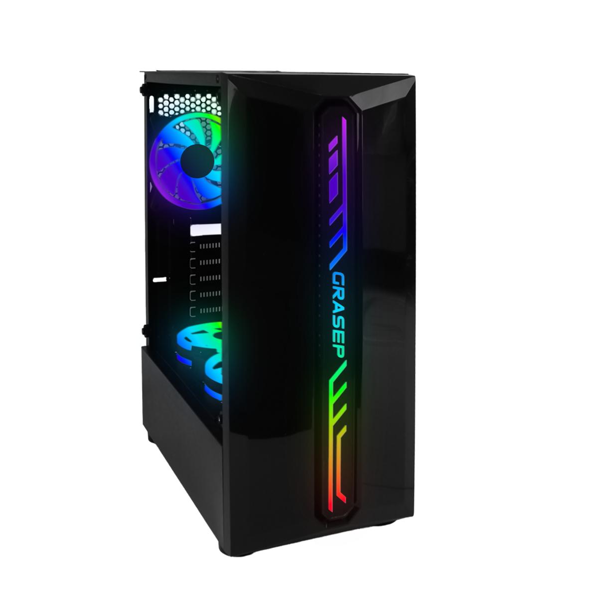 Gabinete Gamer RGB Vidro Temperado 3 Fans 120mm Grasep HUB Controladora Suporta ATX/M-ATX - D-ATX16
