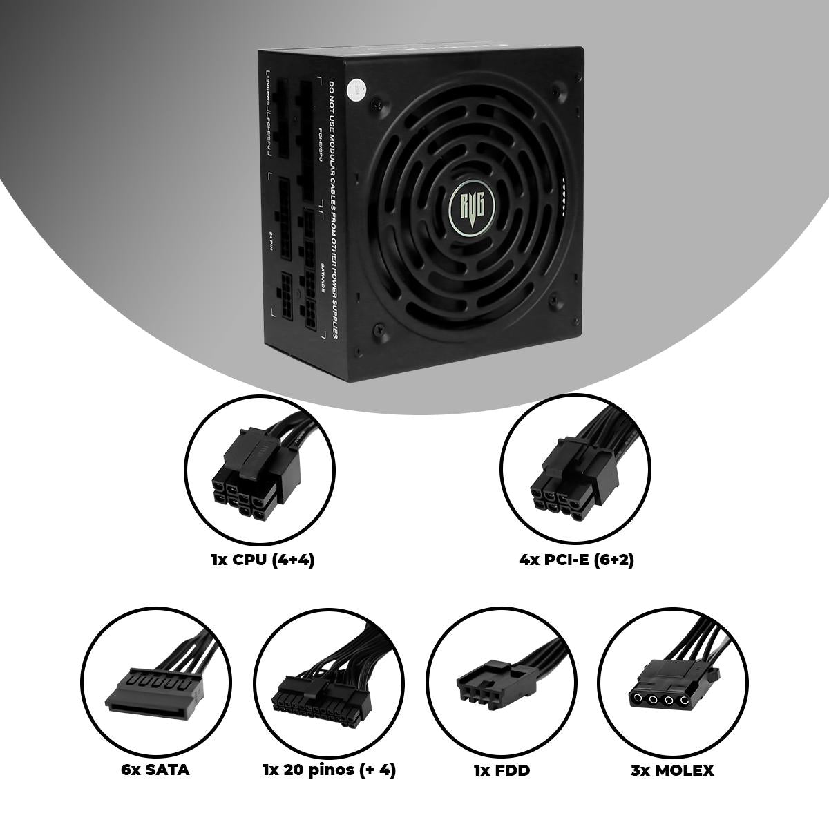 Fonte ATX Gamer Revenger 750W Modular 80 Plus Gold PFC Ativo Power Supply Revenger Silenciosa Alto Desempenho - FO-MAX08