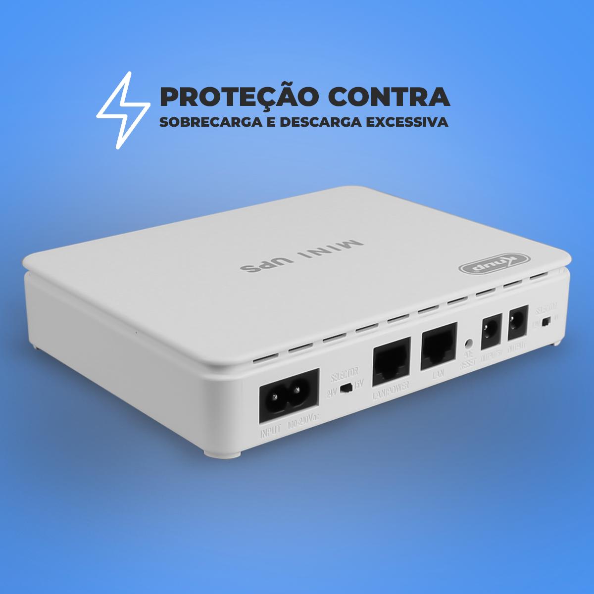 Mini UPS Compacto Knup 35W Bivolt Saídas DC POE USB-C Para Câmeras - KP-588
