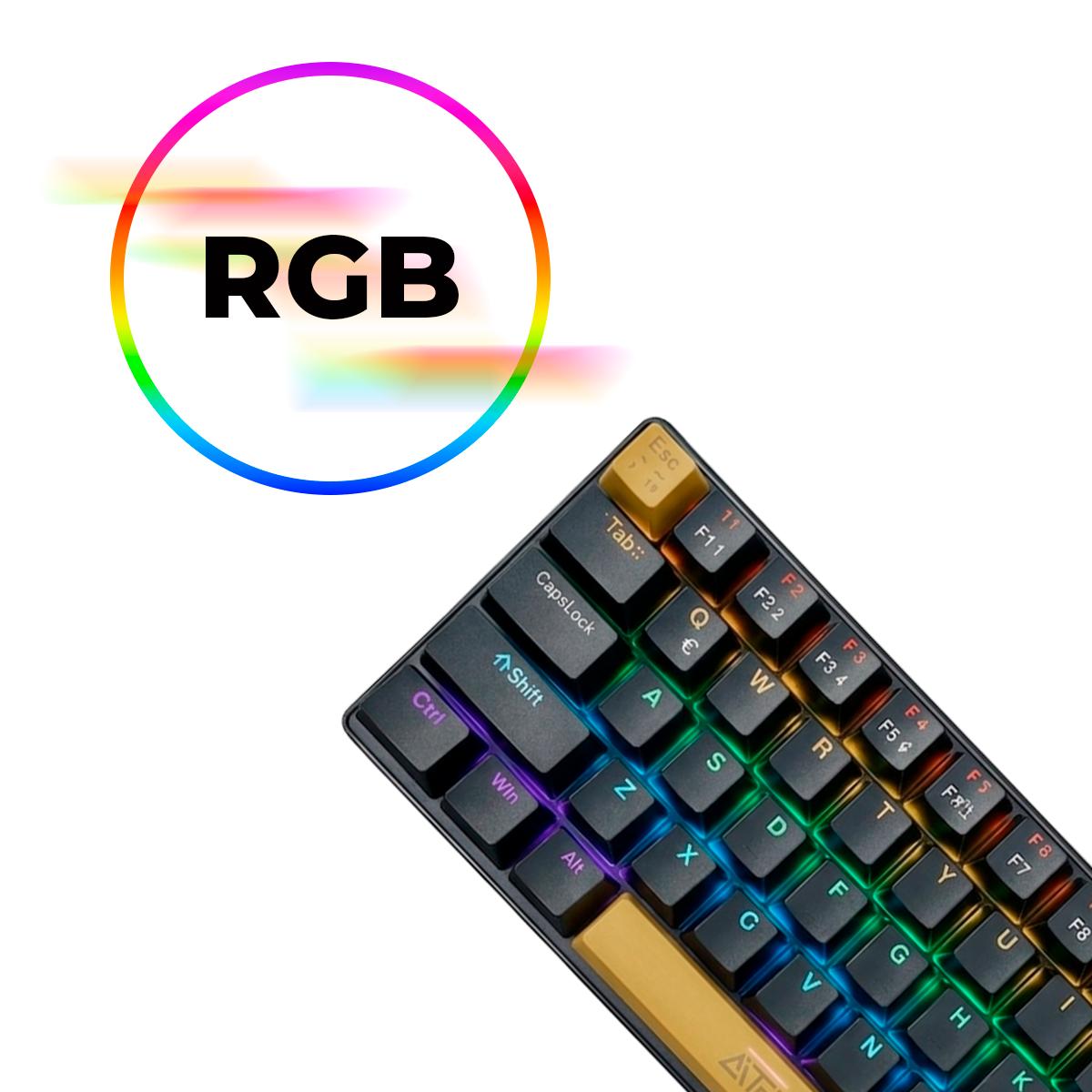 Teclado Gamer Compacto Mecânico RGB Silencioso Cabo Tipo-C Removível - ATE-M0691P-AM