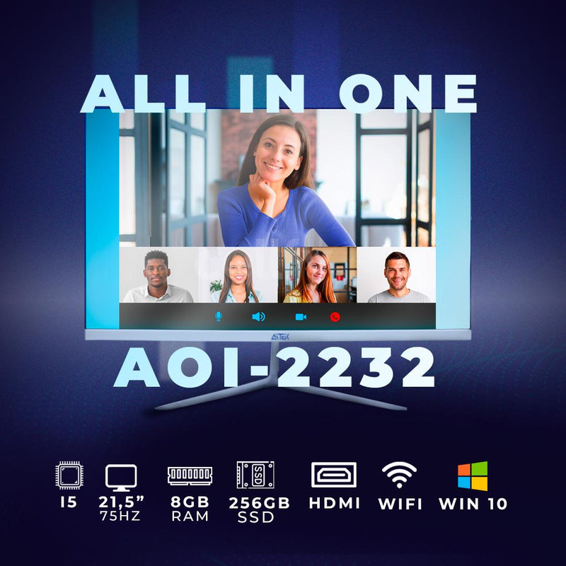 Computador Completo All In One Aitek PC Tela 21,5’’ Intel I5 256GB Full HD - AIO-2232