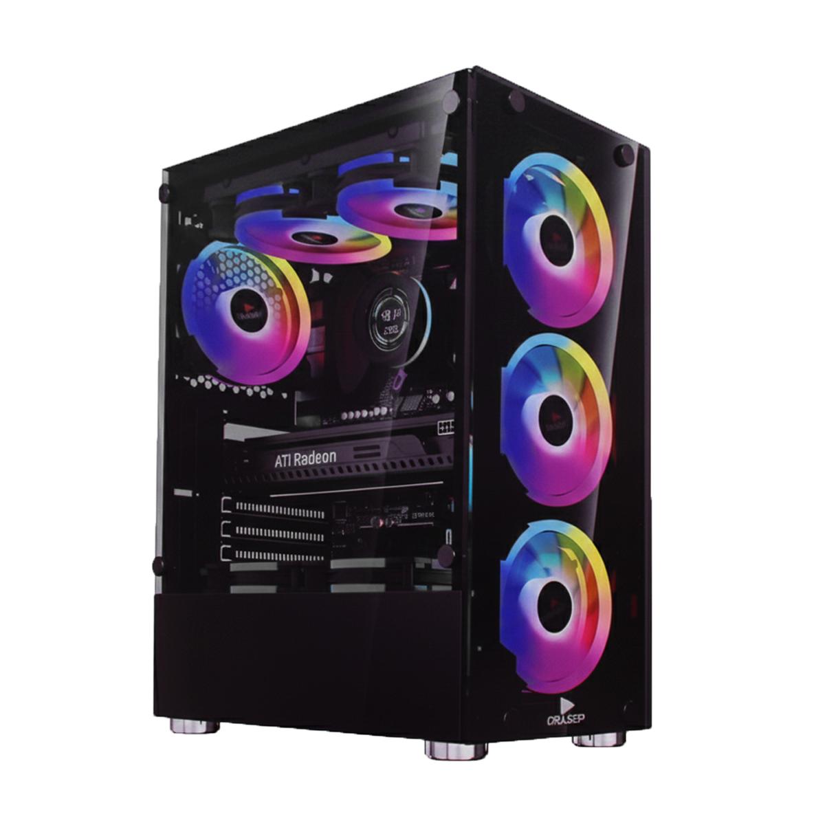 Gabinete Gamer RGB Vidro Temperado Grasep 6 Fans Inclusos USB 3.0 ATX Baia Para SSD- D-ATX15