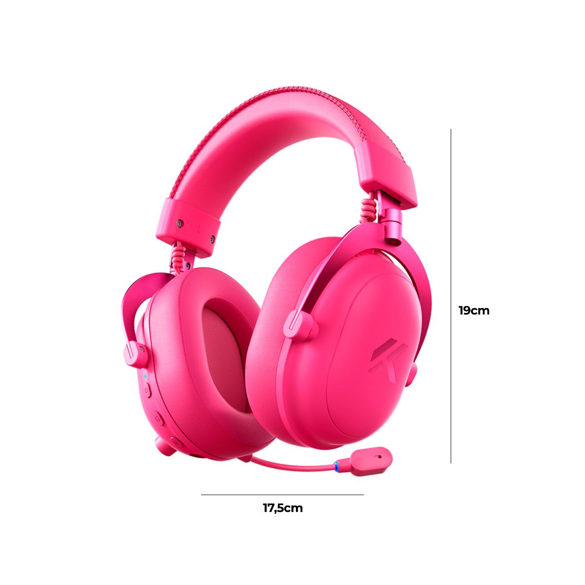 Headset Gamer MCHOSE V9 Turbo Rosa 200h Bateria Base Magnética RGB Wireless