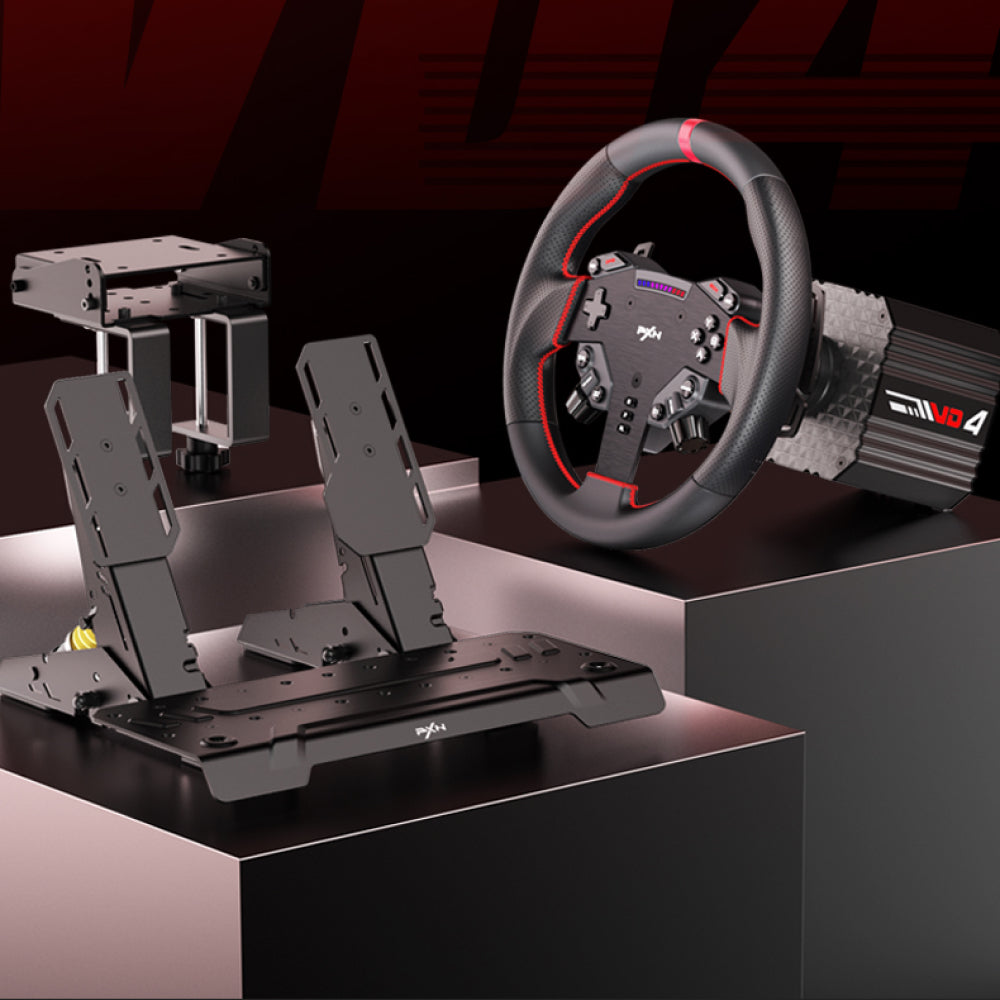 Kit Simulador de Corrida PXN VD4 Torque 4Nm Para PC + Volante W AS Quick Release + Pedais Freio e Acelerador — slide 1